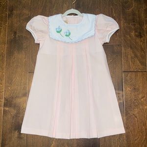 NWT TBBC Bunny Phipps Frock - Palm Beach Pink with Tulip Applique - 8- $ FIRM
